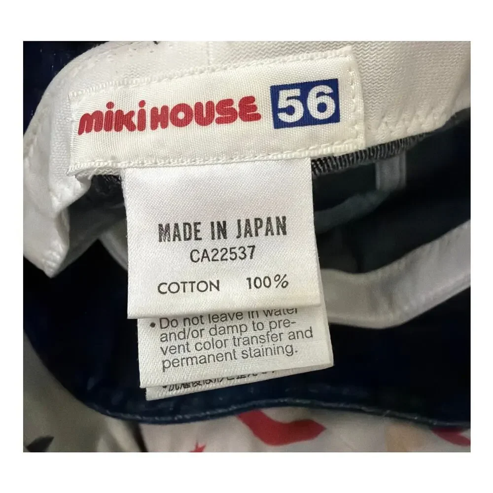 Miki House Made in Japan Denim Bucket Hat Embroidered Size 56 US Kids 5